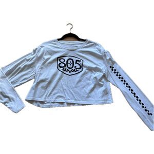 Firestone Walker 805 Women’s Long Sleeve White Cropped 100% Cotton T-Shirt Size